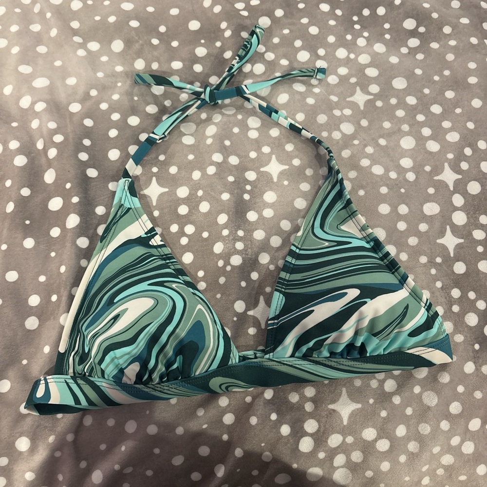 Xhilaration Blue and White Bikini Top with Swirled Pattern